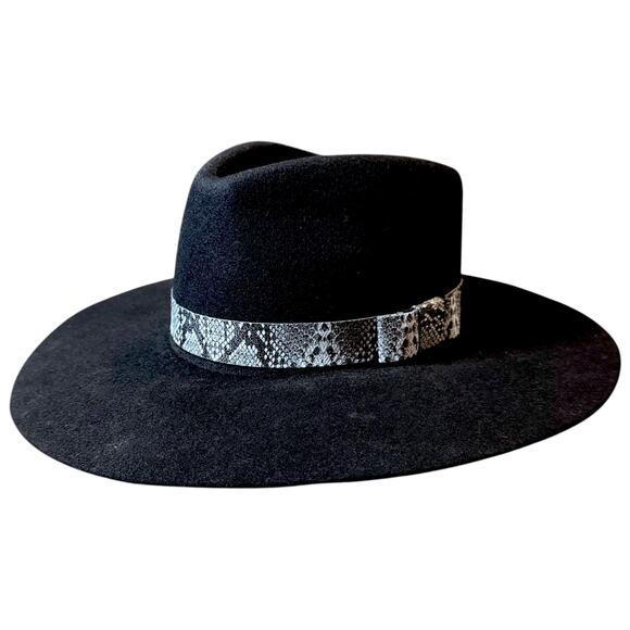 NWT Twister Pinch Front Cowgirl Hat Girls Black Felt Flat 3.5” Brim Western  L main image 9